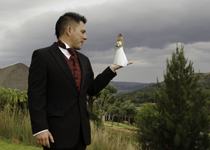 bride on groom's hand