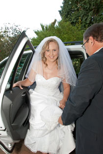 bride arriving at church